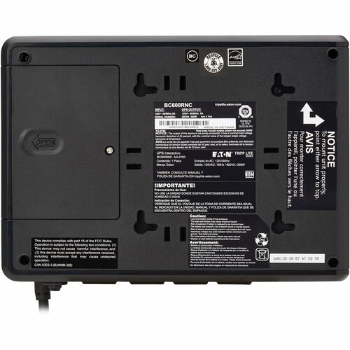 Onduleur tripp Lite by Eaton BC600RNC 600 VA montable sur bureau/surface/mur