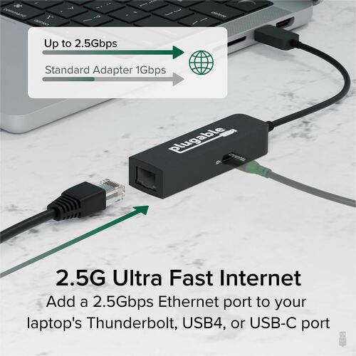 Adaptateur USB-C vers Ethernet 2,5 Go enfichable avec charge USB-C PD 100 W