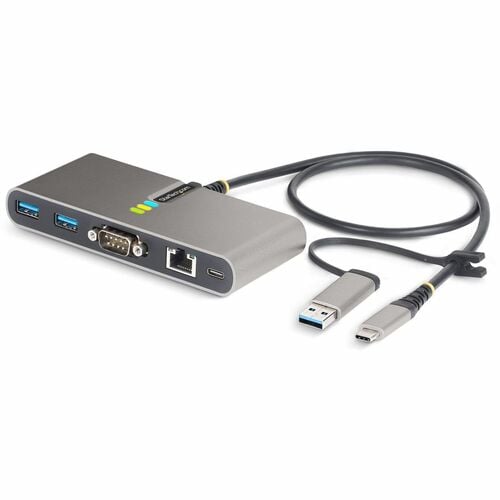 Hub USB-C 2 ports StarTech.com avec Ethernet Gigabit et port série RS232 FTDI, USB connecté