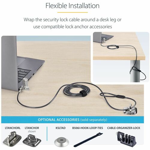 Câble de sécurité universel StarTech.com pour ordinateur portable (2 m), lot de 25