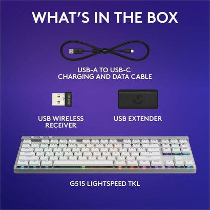 Teclado para juegos Logitech G515 Lightspeed TKL - Conectividad con cable/inalámbrica - Bluetooth