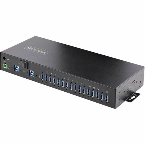 StarTech.com 16-Port Industrial USB 5Gbps Hub with Power Adapter, Mount
