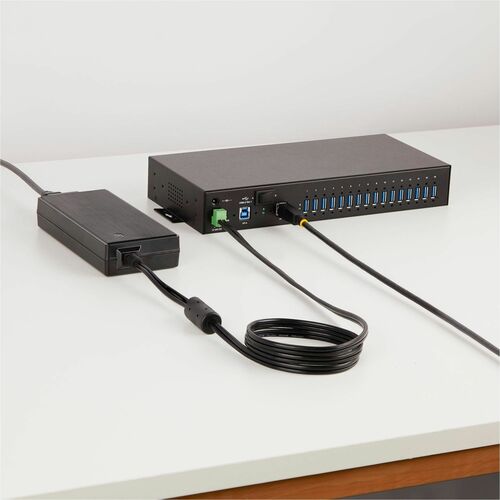 StarTech.com 16-Port Industrial USB 5Gbps Hub with Power Adapter, Mount
