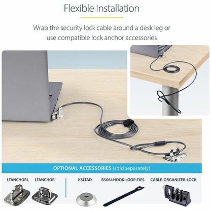 StarTech.com Candado universal para portátil (25 unidades, 2 m), cable con llave maestra, color negro