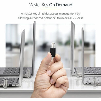 StarTech.com Candado universal para portátil (25 unidades, 2 m), cable con llave maestra, color negro