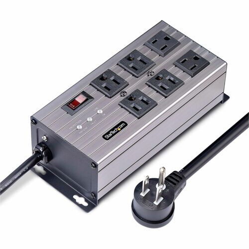 StarTech.com 6-Outlet Industrial Power Strip 125V/15A, EMI/RFI Isolati