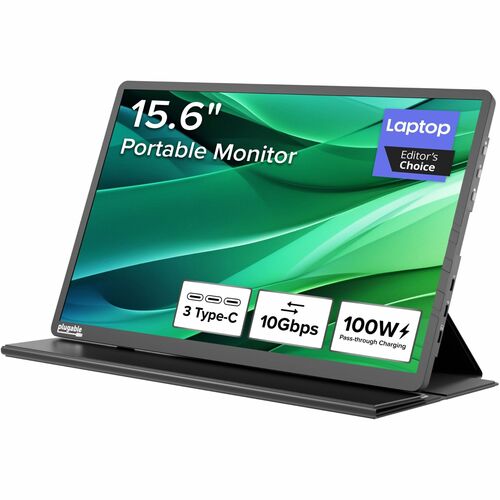 Plugable USB C Portable Monitor 15.6 Inch, 100W Pass
