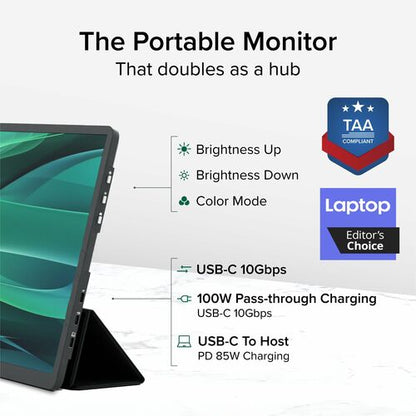 Plugable USB C Portable Monitor 15.6 Inch, 100W Pass