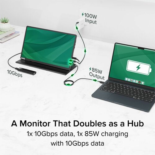 Plugable USB C Portable Monitor 15.6 Inch, 100W Pass