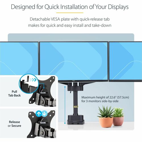 StarTech.com Soporte de escritorio para tres monitores de hasta T