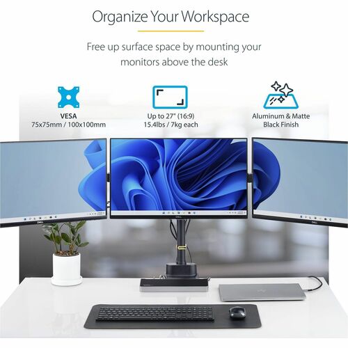 StarTech.com Soporte de escritorio para tres monitores de hasta T