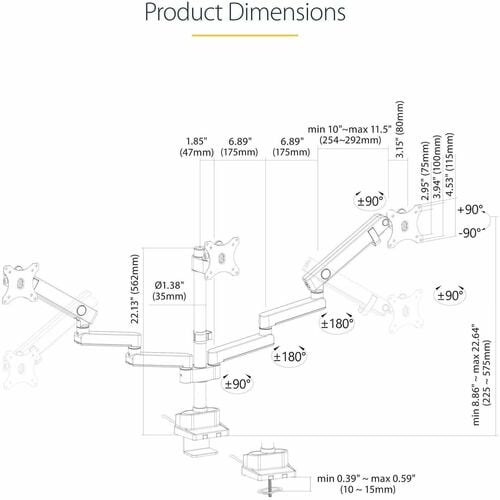 StarTech.com Soporte de escritorio para tres monitores de hasta T