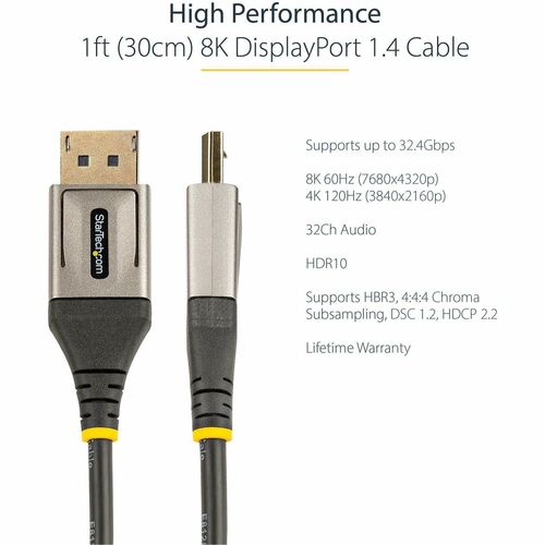 Câble DisplayPort 1.4 StarTech.com de 30 cm