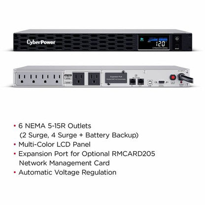 Cyber ​​Power CyberPower PFC Sinewave CP1500PFCRM1U 1500 VA Montable en rack