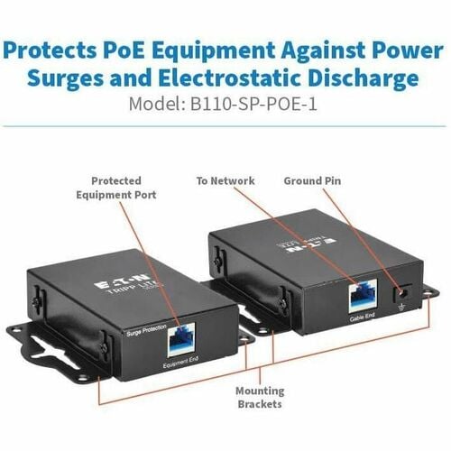 Protector contra sobretensiones PoE en línea de Tripp Lite by Eaton - 1 Gbps, compatible con IEC