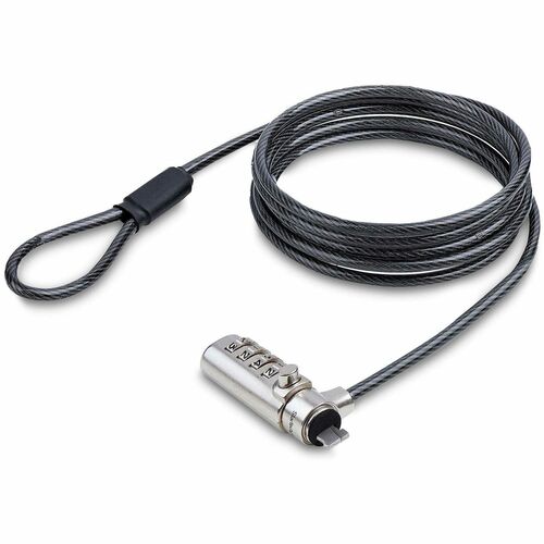 StarTech.com Slim Lock Nano Slot Compatible, 6.6ft (2m) Combination Locking Cabl