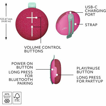 Logitech UE Mini Roll Portable Speaker System - Pi