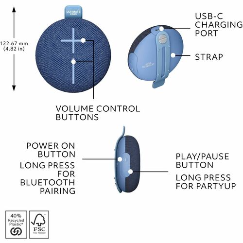 Ultimate Ears MINIROLL Portable Bluetooth Speaker
