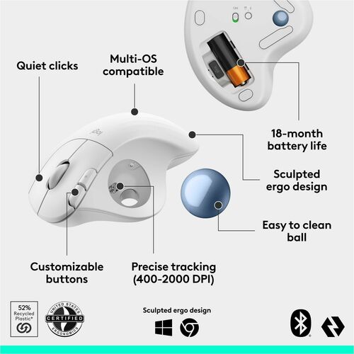 LOGITECH ERGO M575 S BLANCO ROJO