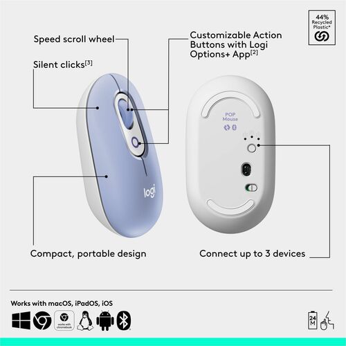 LOGITECH POP MOUSE LILAC MULTI 10