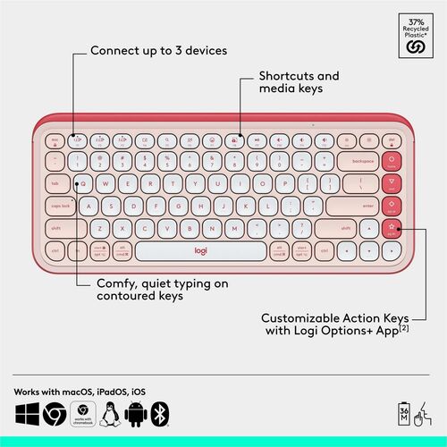 LOGITECH POP ICON COMBO ROSE COMBO MULTI 4
