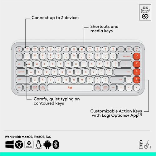 Clavier et souris Logitech POP Icon Combo - Clavier sans fil Bluetooth 5.1