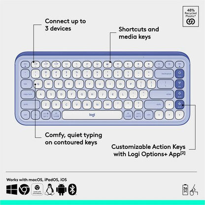 CLAVIER LOGITECH POP ICON KEYS LILAS MULTI 4