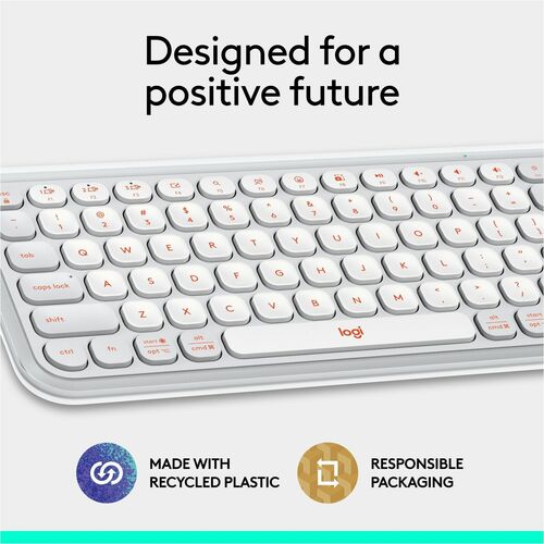 CLAVIER LOGITECH POP ICON KEYS BLANC CASSÉ-ORANGE MULTI 4