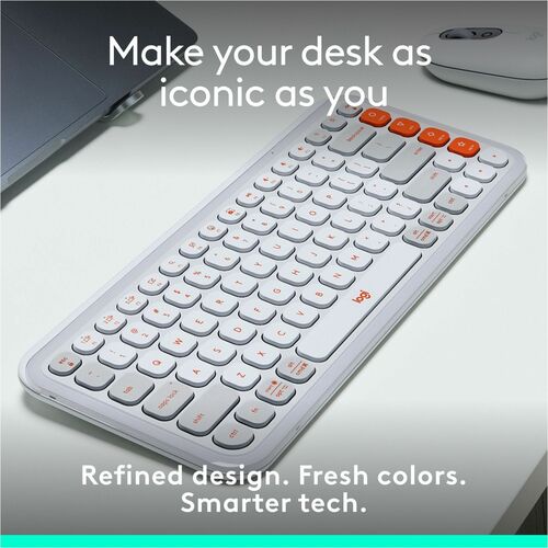 CLAVIER LOGITECH POP ICON KEYS BLANC CASSÉ-ORANGE MULTI 4