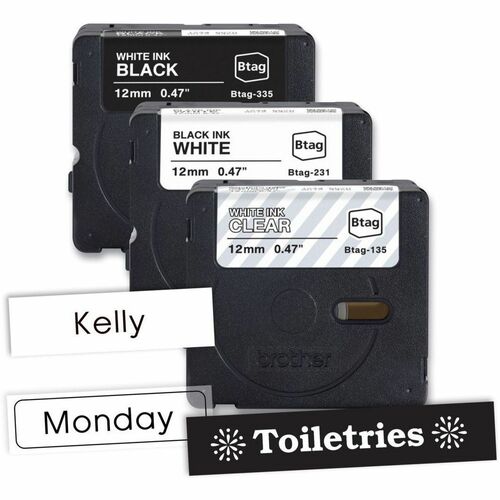 Ruban d'étiquettes Brother P-touch - 12 mm (15/32 po) de largeur x 13 1/8 po (13 1/8 po)