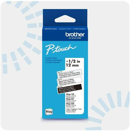Cinta de etiquetas Brother P-touch - 15/32" (12 mm) de ancho x 13 1/8 f
