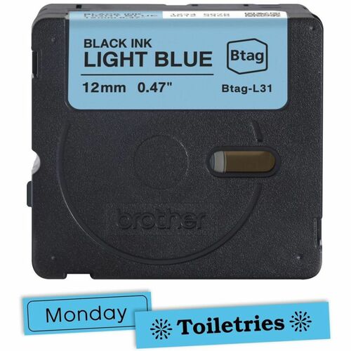 Ruban d'étiquettes noir sur bleu clair Brother P-touch BTAG-L31 - Largeur 12 mm