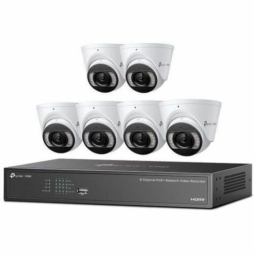 Kit de cámara IP de torreta TP-Link VIGI de 4 MP a todo color y NVR PoE+ de 8 canales - Disco duro de 2 TB - Cámara