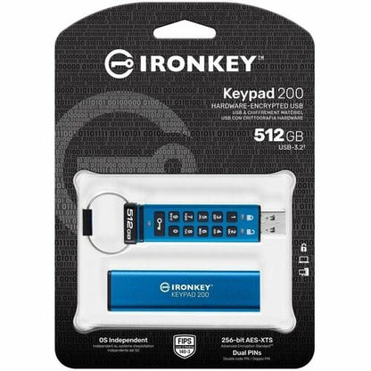 512GB IRONKEY KEYPAD 200 FIPS 140-3 LVL 3 PENDING AES-256