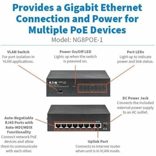 8PORT 10/100/1000MBPS DESKTOP GB ETHERNET UNMANAGE DSWITCH
