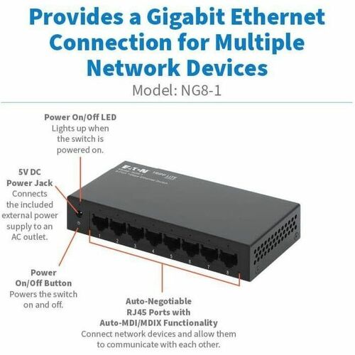 8PORT 10/100/1000 MBPS DESKTOP GB ETHERNET UNMANAGE DSWITCH METAL