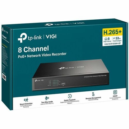 Grabador de vídeo en red TP-Link VIGI de 8 canales PoE+ - Grabador de vídeo en red - HD
