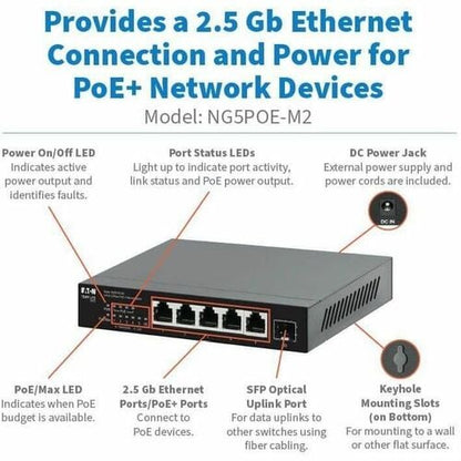 5PORT 2.5GBPS DESKTOP GB ETHERNET UNMANAGED SWITCH WITH