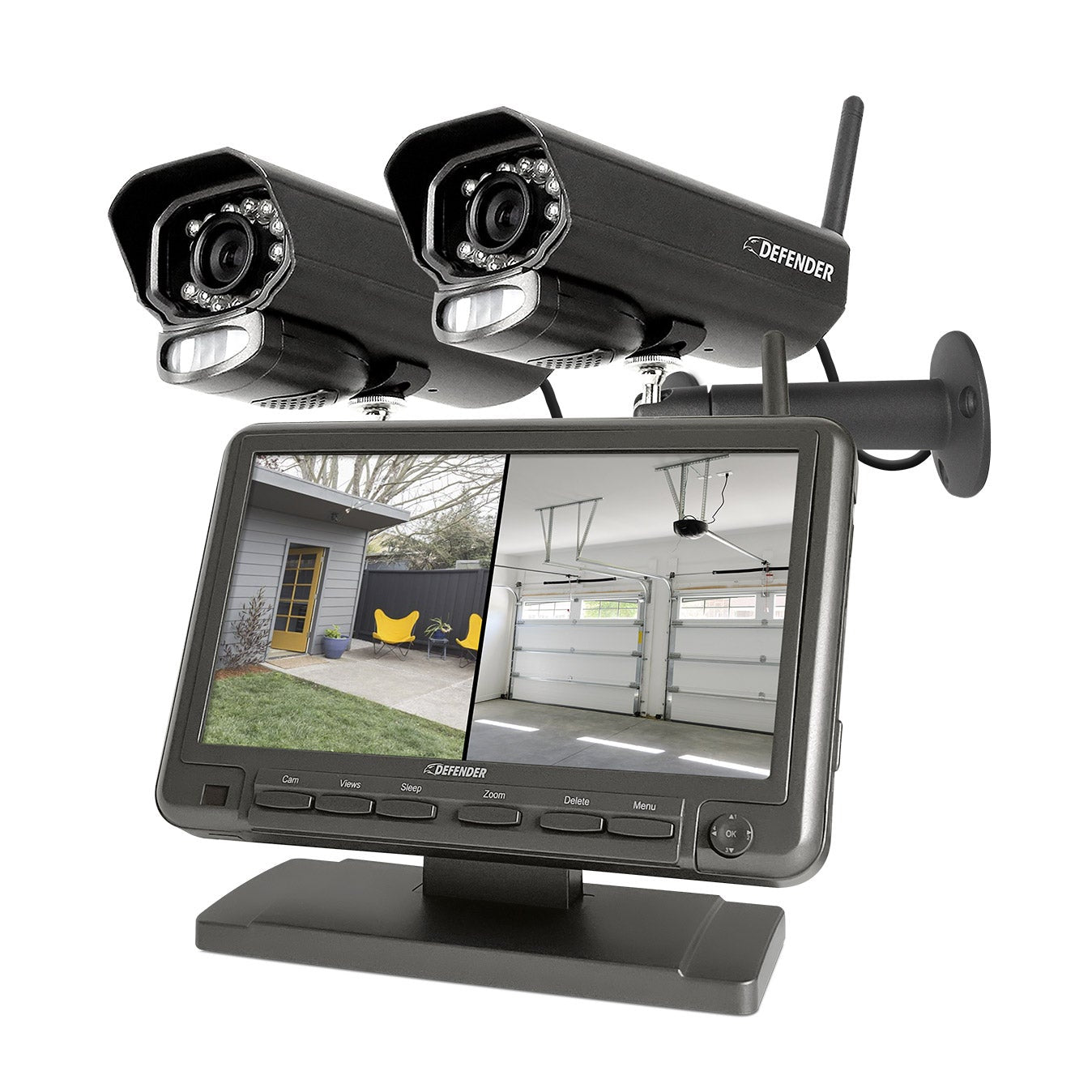 Defender PhoenixM2, système de sécurité sans Wi-Fi, avec alimentation secteur et 2 caméras, écran LCD 7 pouces (Phoenixm22c)