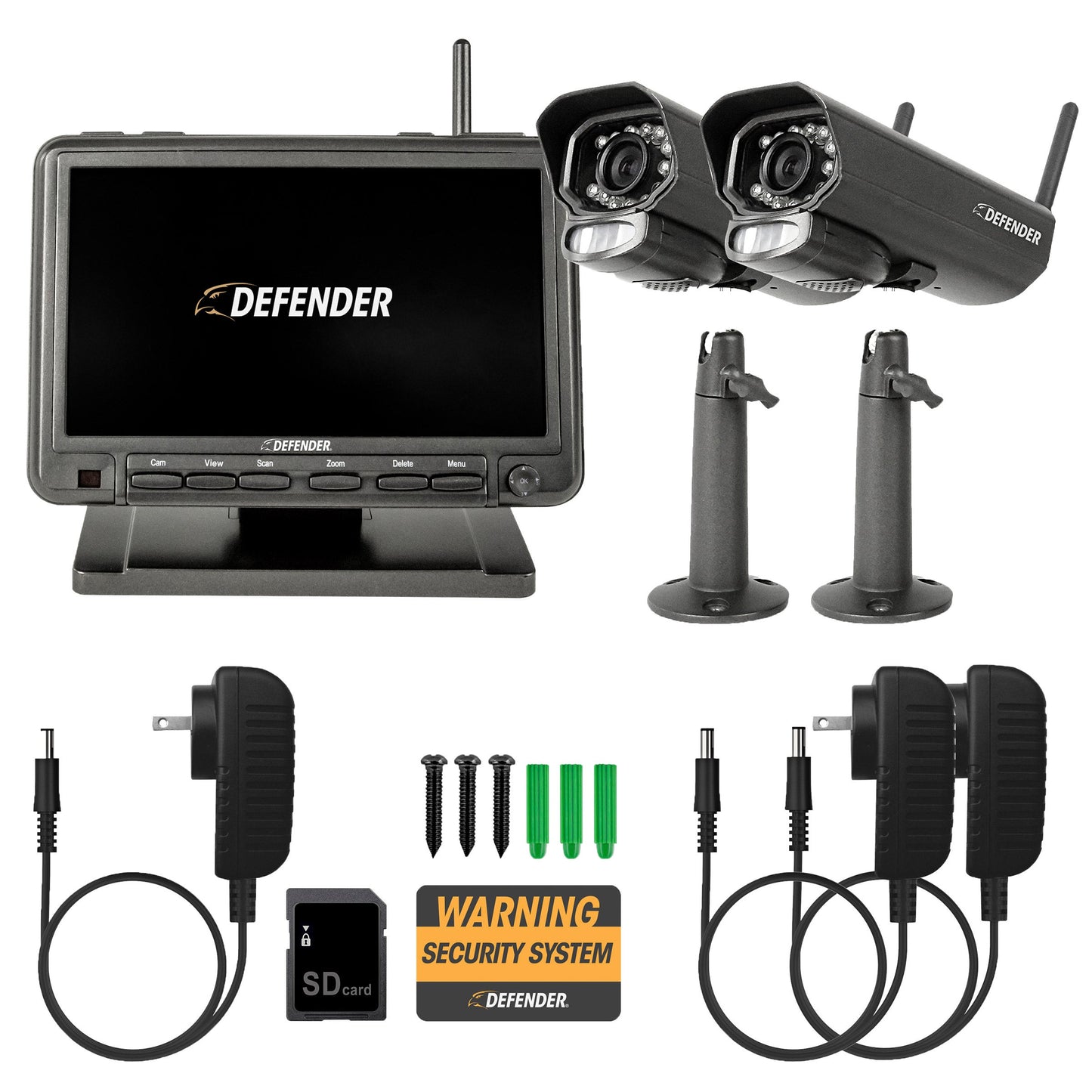 Defender PhoenixM2, système de sécurité sans Wi-Fi, avec alimentation secteur et 2 caméras, écran LCD 7 pouces (Phoenixm22c)