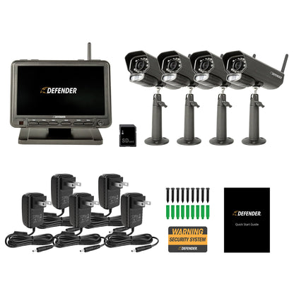 Sistema de seguridad enchufable Defender PhoenixM2 sin Wi-Fi con 4 cámaras y monitor LCD de 7 pulgadas (PHOENXIM24C)