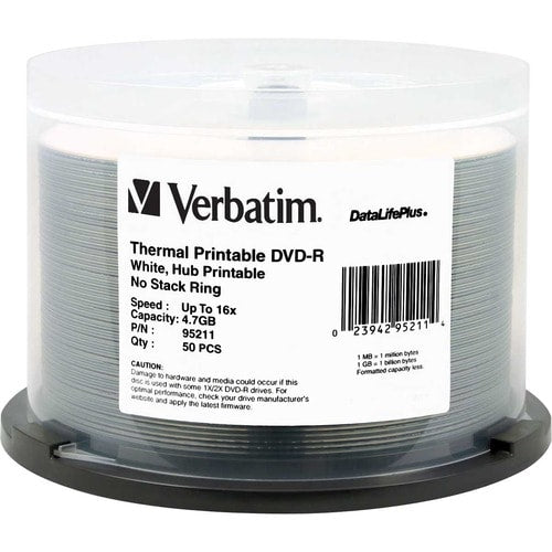 DVD-R Verbatim 4,7 Go 16X DataLifePlus Blanc imprimable thermiquement