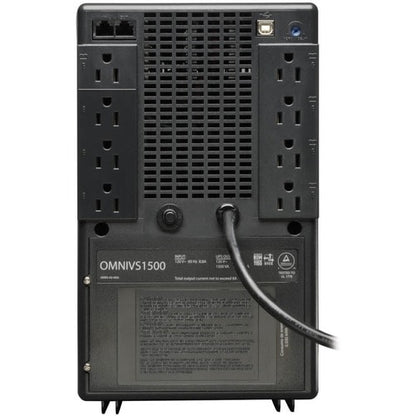 UPS de torre Omni VS de Tripp Lite de 1500 VA - 1500 VA/940 W - Carga completa en 5 minutos - 8 conectores NEMA 5-15R