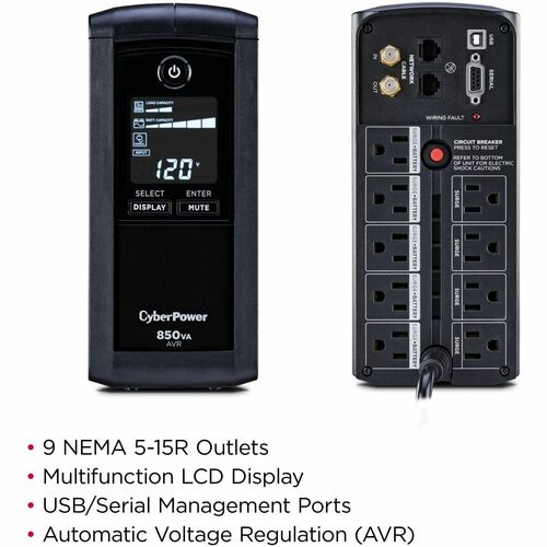 Cyber Power CyberPower UPS Systems CP850AVRLCD Intelligent LCD -  Capa