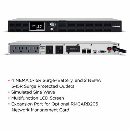 Cyber Power CyberPower OR1000LCDRM1U Smart App LCD UPS Systems - 120 V