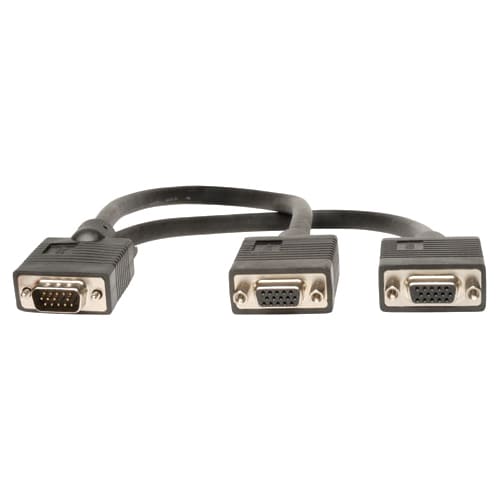 Tripp Lite 1ft VGA Monitor Y Splitter Cable HD15 M/2xF 1' - HD-15 Female - HD-15 Male - 30