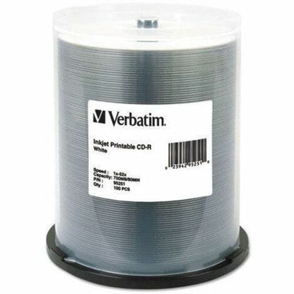 Verbatim CD-R 700MB 52X White Inkjet Printable - 100pk Spind