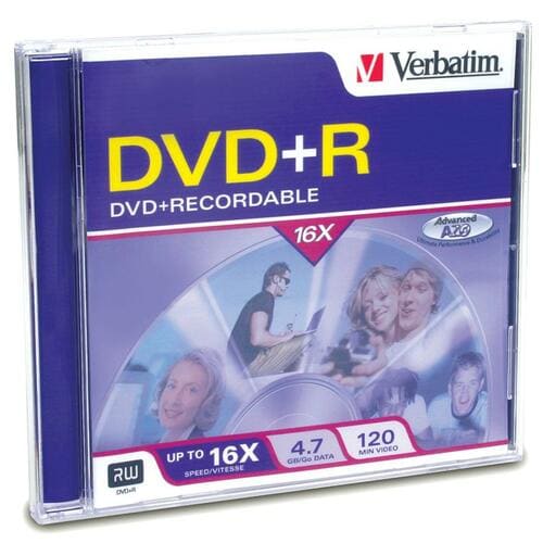 DVD+R Verbatim 4,7 Go 16X avec surface de marque - 1 paquet Jewel Ca