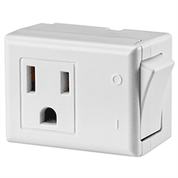Leviton 15 Amp, 125V AC 3-Wire Switch Tap With On/Off Button, White (1470-W)