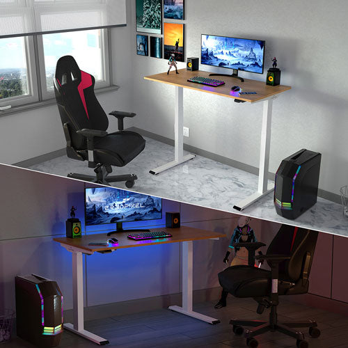 ERGOPIXEL SERIE ALTURA LEGGERO ESCRITORIO DE ALTURA AJUSTABLE BAMBÚ/BLANCO